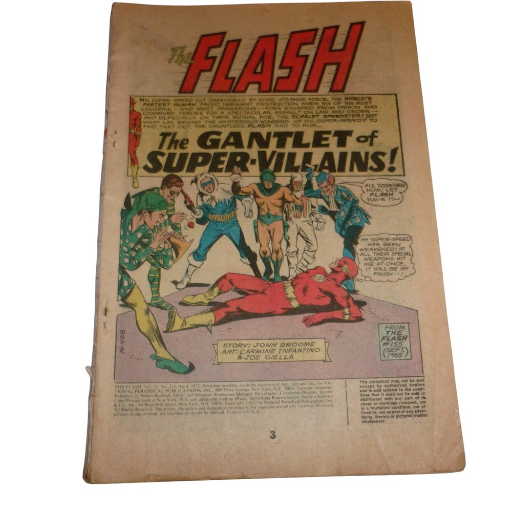 The Flash 214 DC Comics 1972 Bronze Age Gantlet of Super-Villains Gorilla Grodd